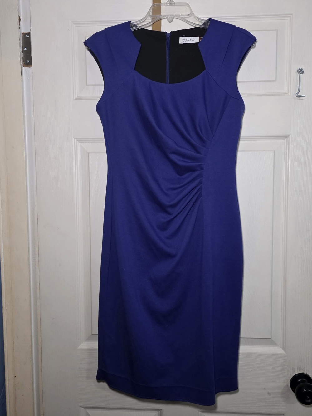Calvin Klein Purple/ Blue Cap-Sleeve Sheath Dress